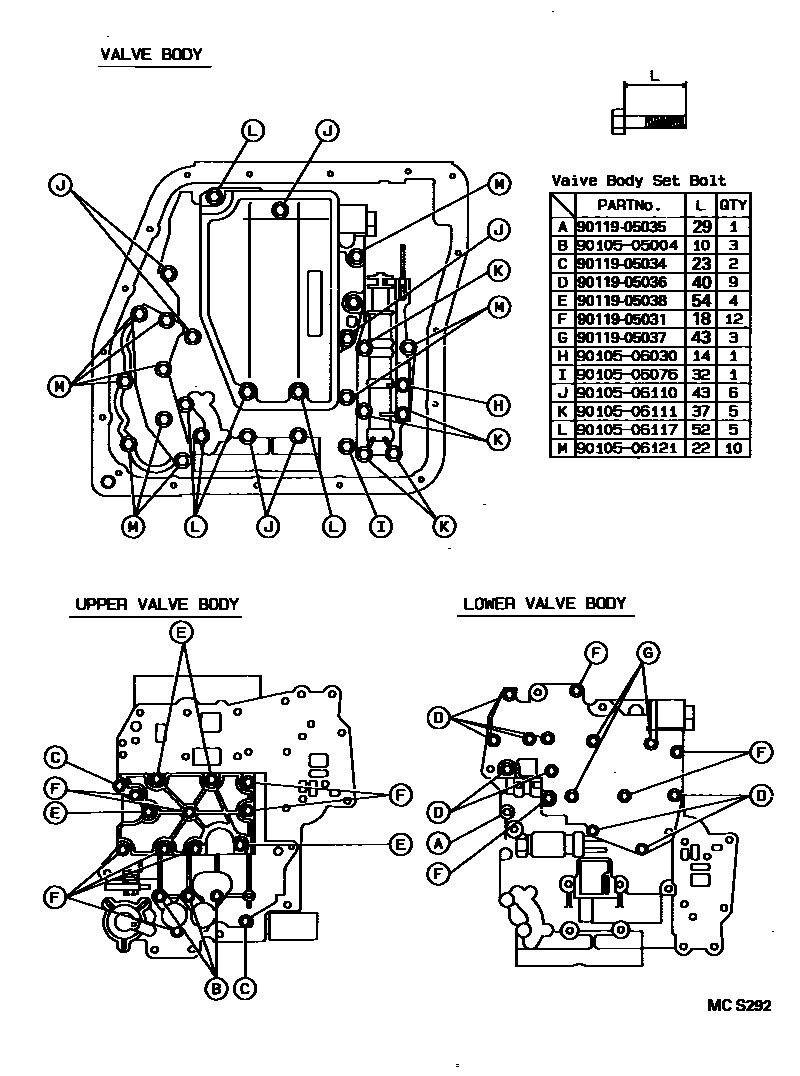 Toyota CAMRY 阀体和滤油网(ATM) EPC diagram — MCS292