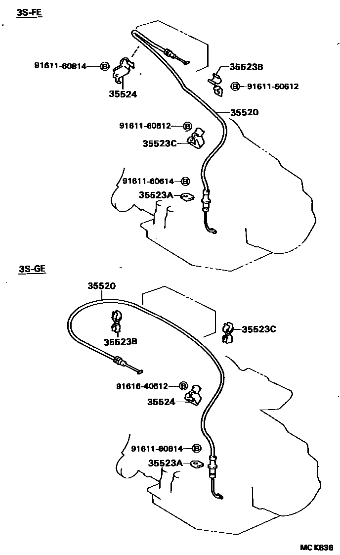 Toyota CAMRY 节气阀连杆和阀杆(ATM) EPC diagram — MCK836