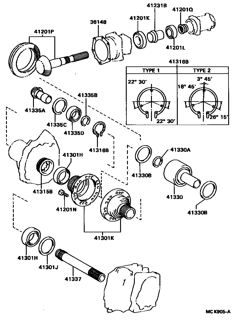 Toyota CAMRY Transfer Gear EPC diagram — MCK905A