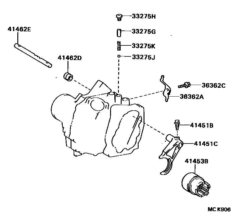 Toyota CAMRY Transfer Lever & Shift Fork Shaft EPC diagram — MCK906