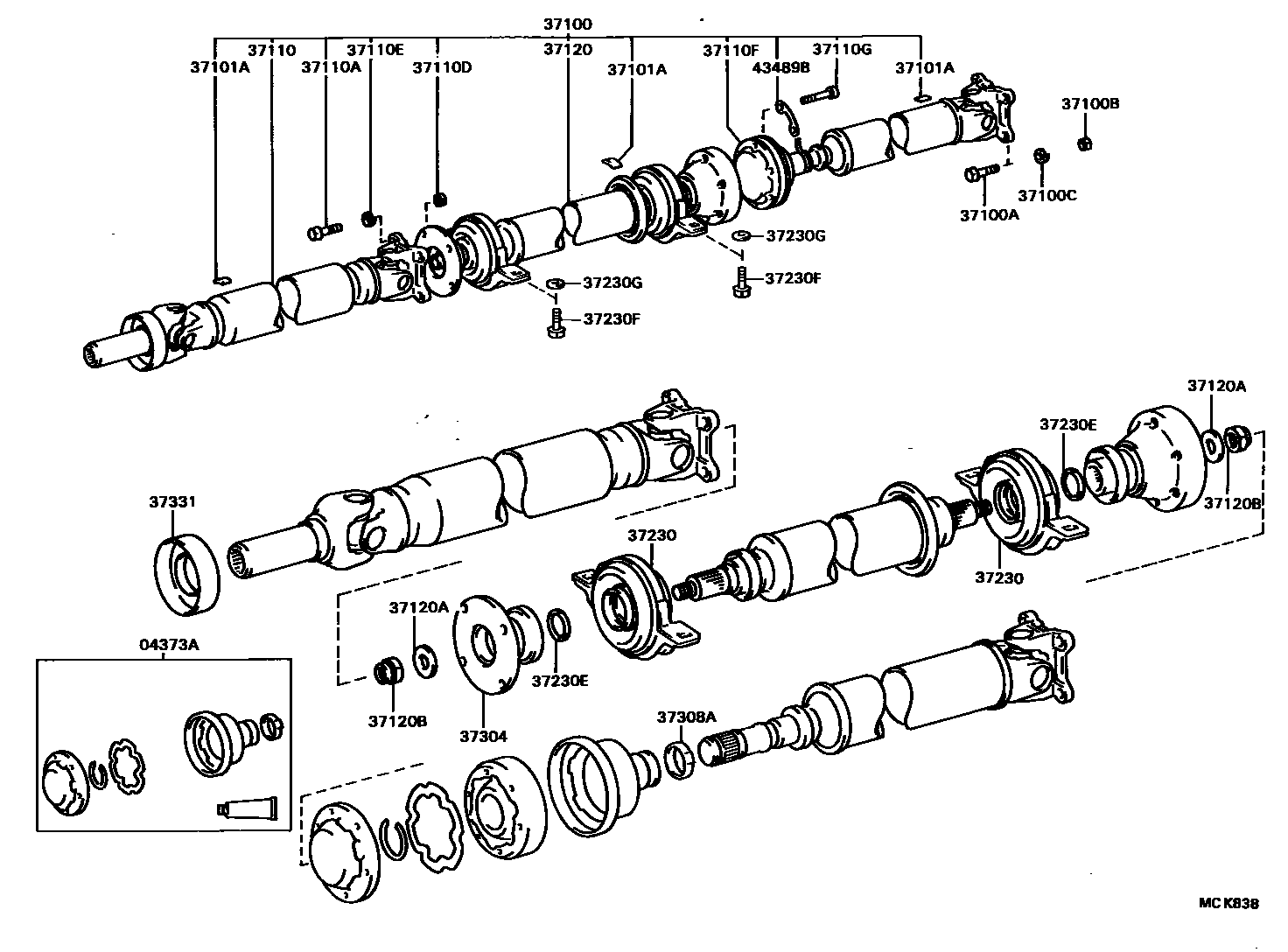 Toyota CAMRY Propeller Shaft & Universal Joint EPC diagram — MCK838
