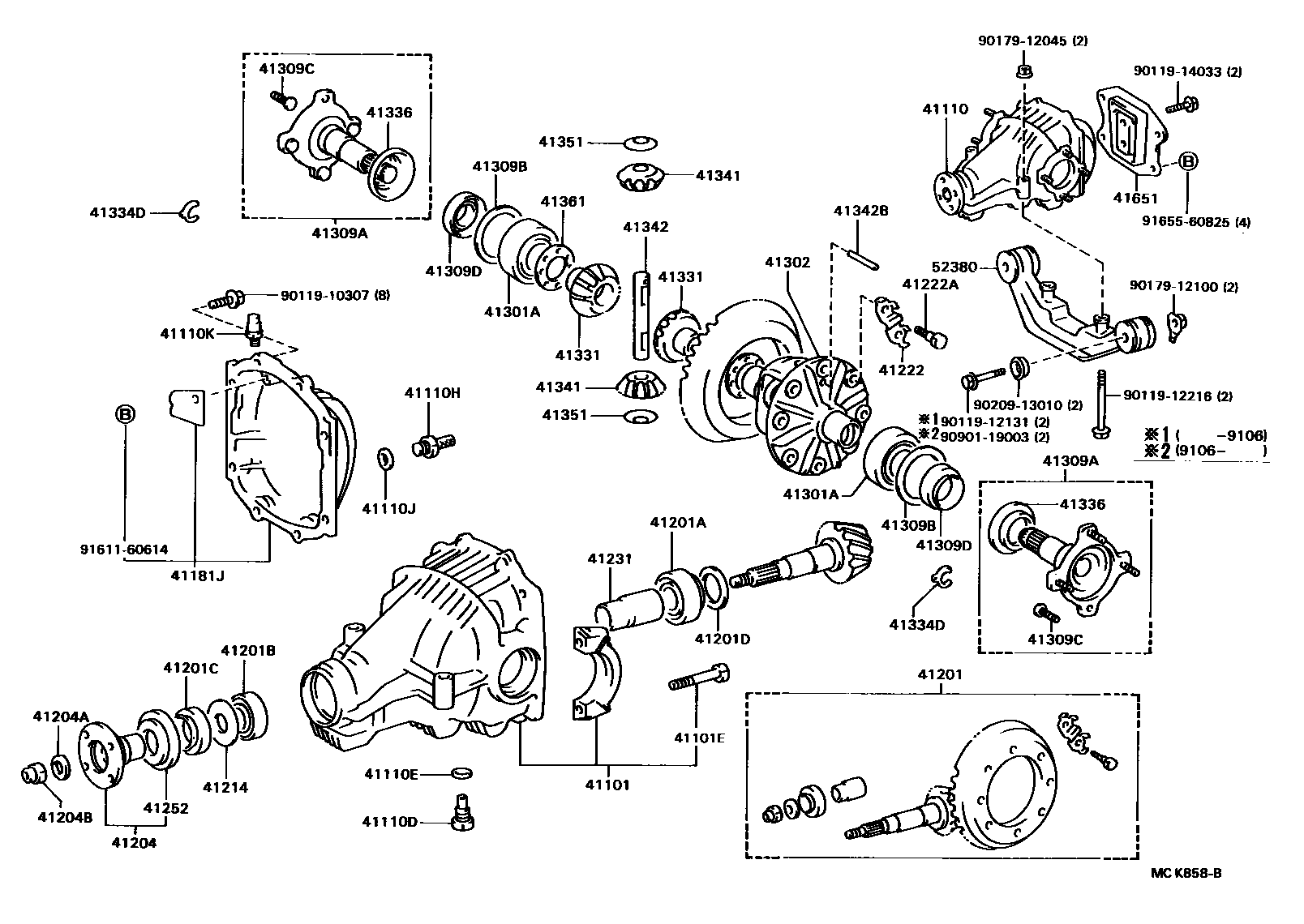 Toyota CAMRY 后桥壳和差速器 EPC diagram — MCK858B