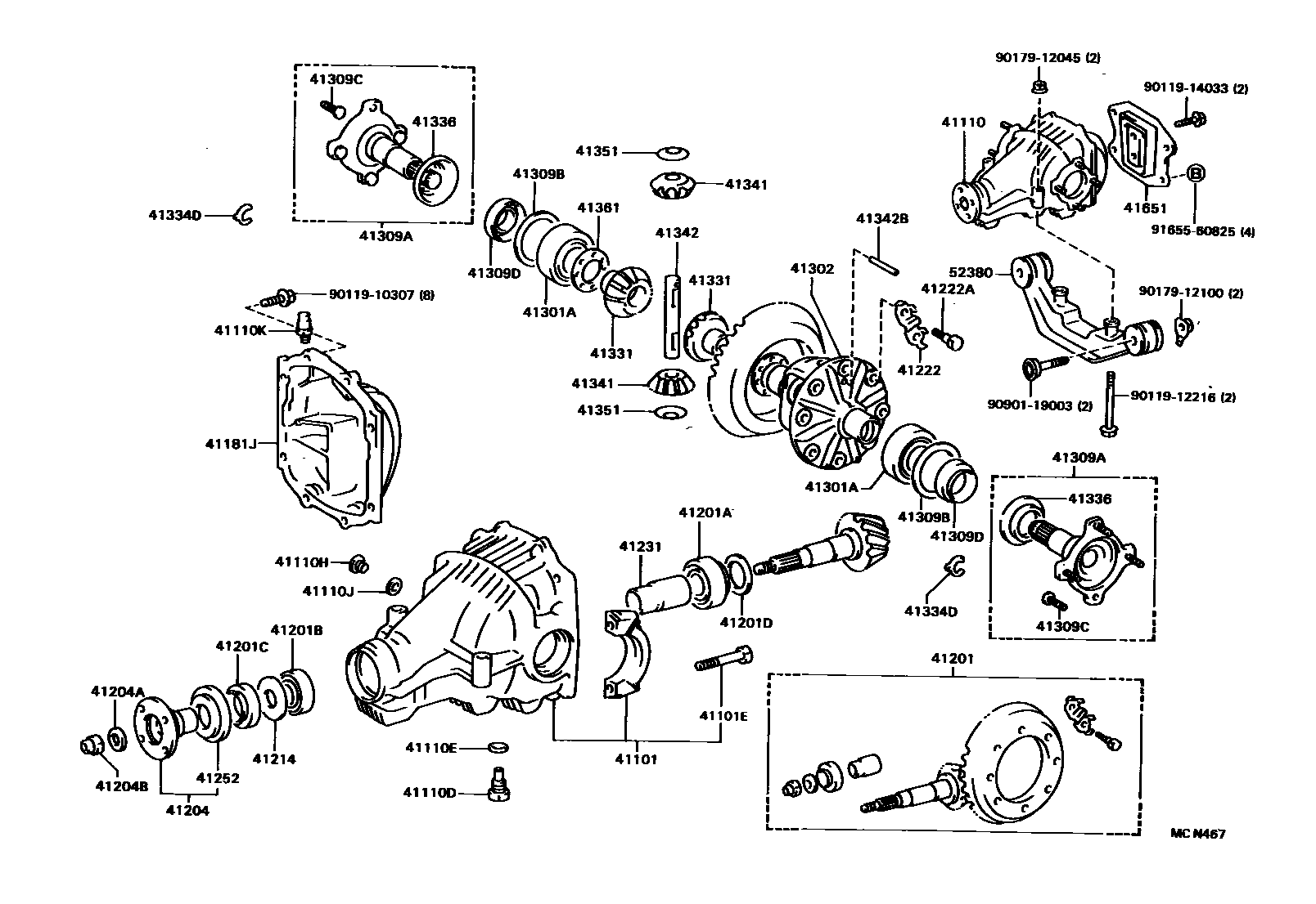 Toyota CAMRY 后桥壳和差速器 EPC diagram — MCN467