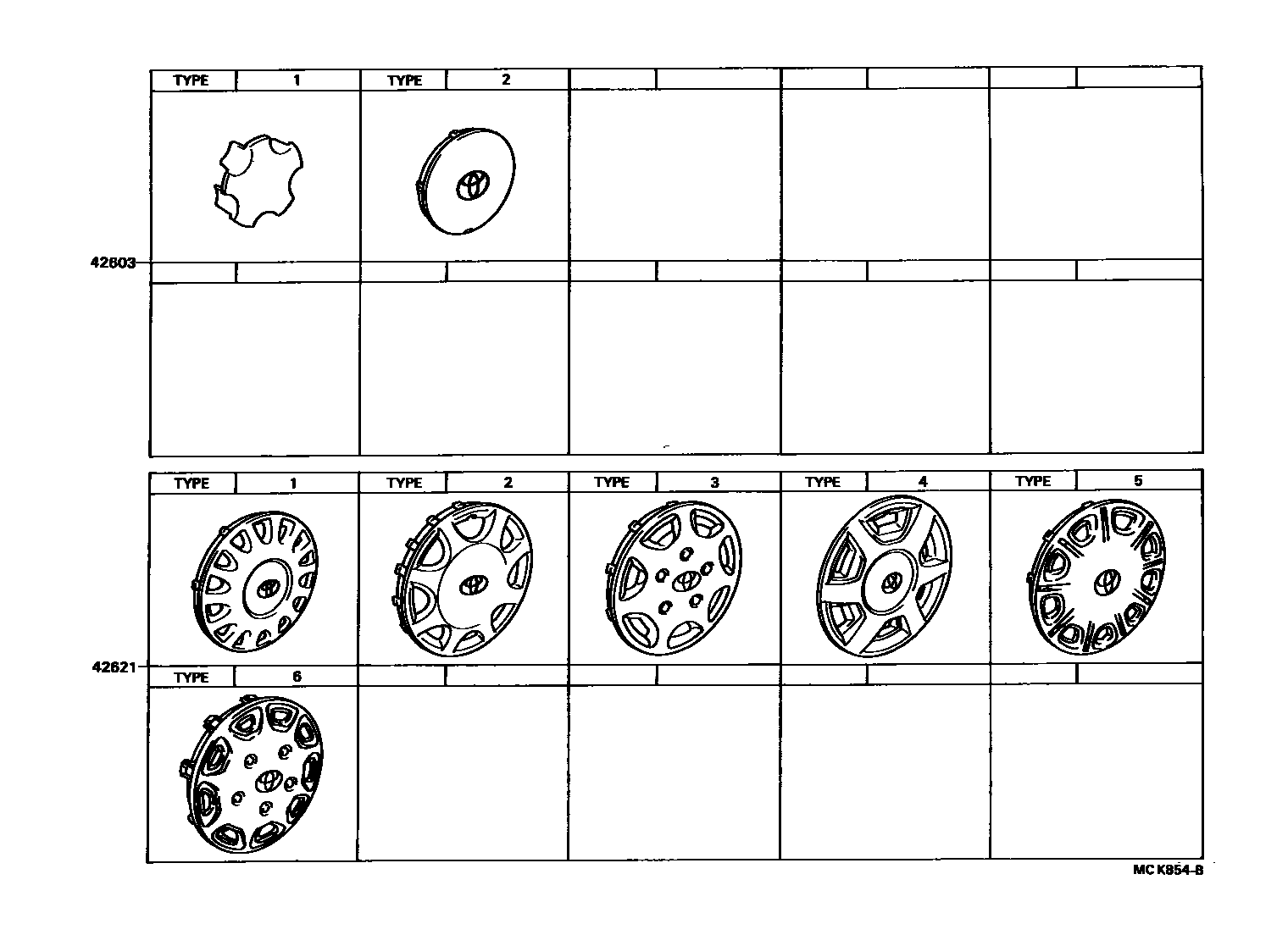 Toyota CAMRY 车轮和车轮盖 EPC diagram — MCK854B