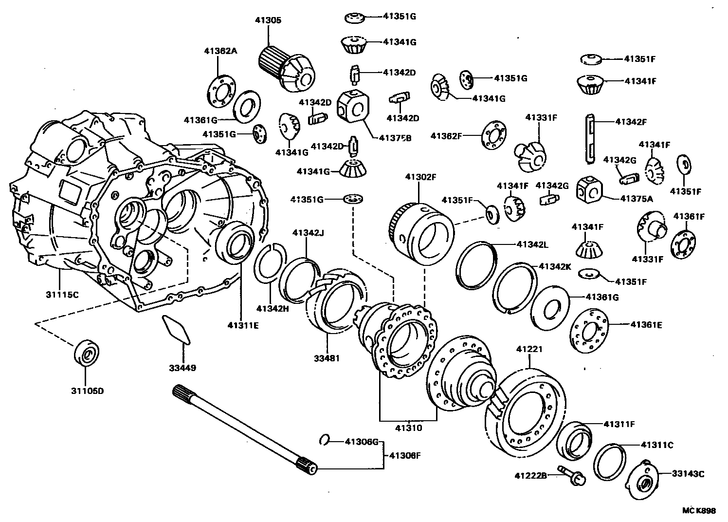 Toyota CAMRY 前桥壳和差速器 EPC diagram — MCK898