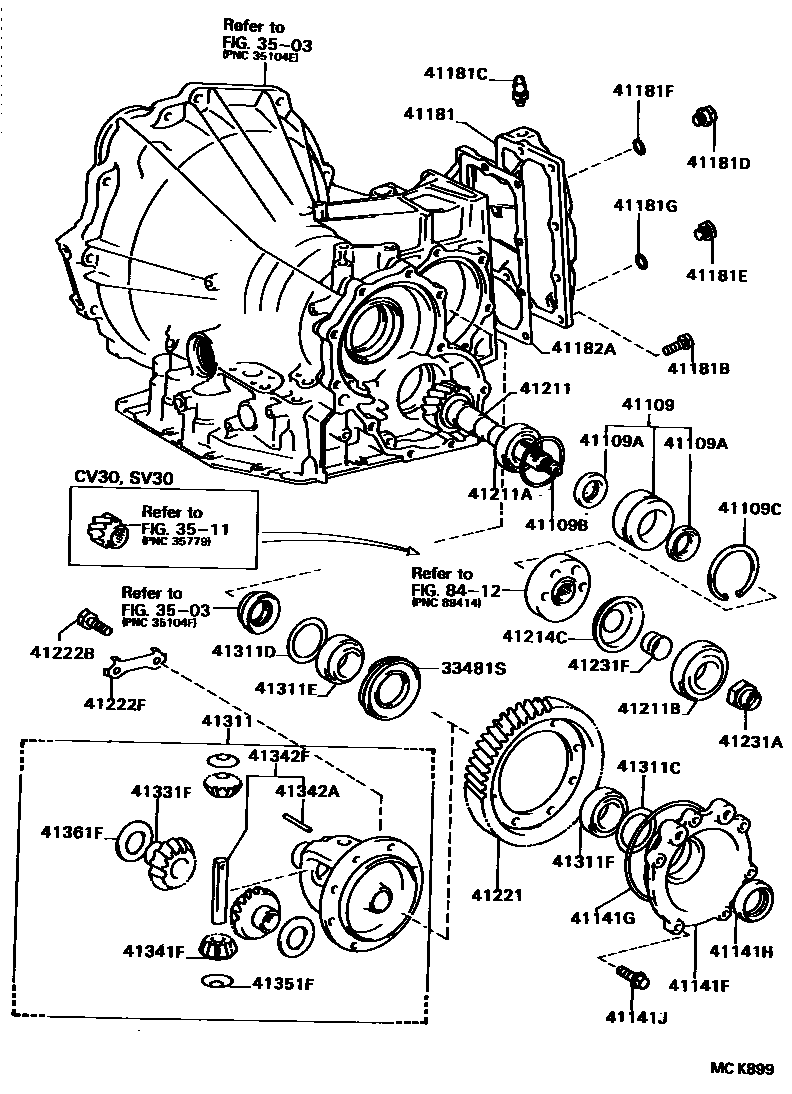 Toyota CAMRY 前桥壳和差速器 EPC diagram — MCK899