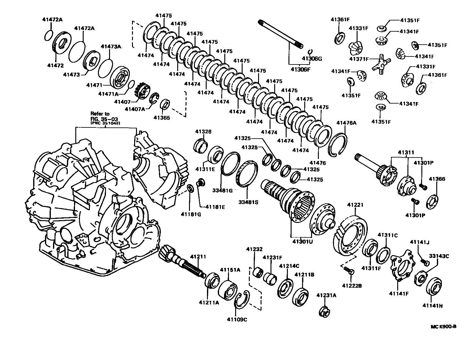 Toyota CAMRY 前桥壳和差速器 EPC diagram — MCK900B