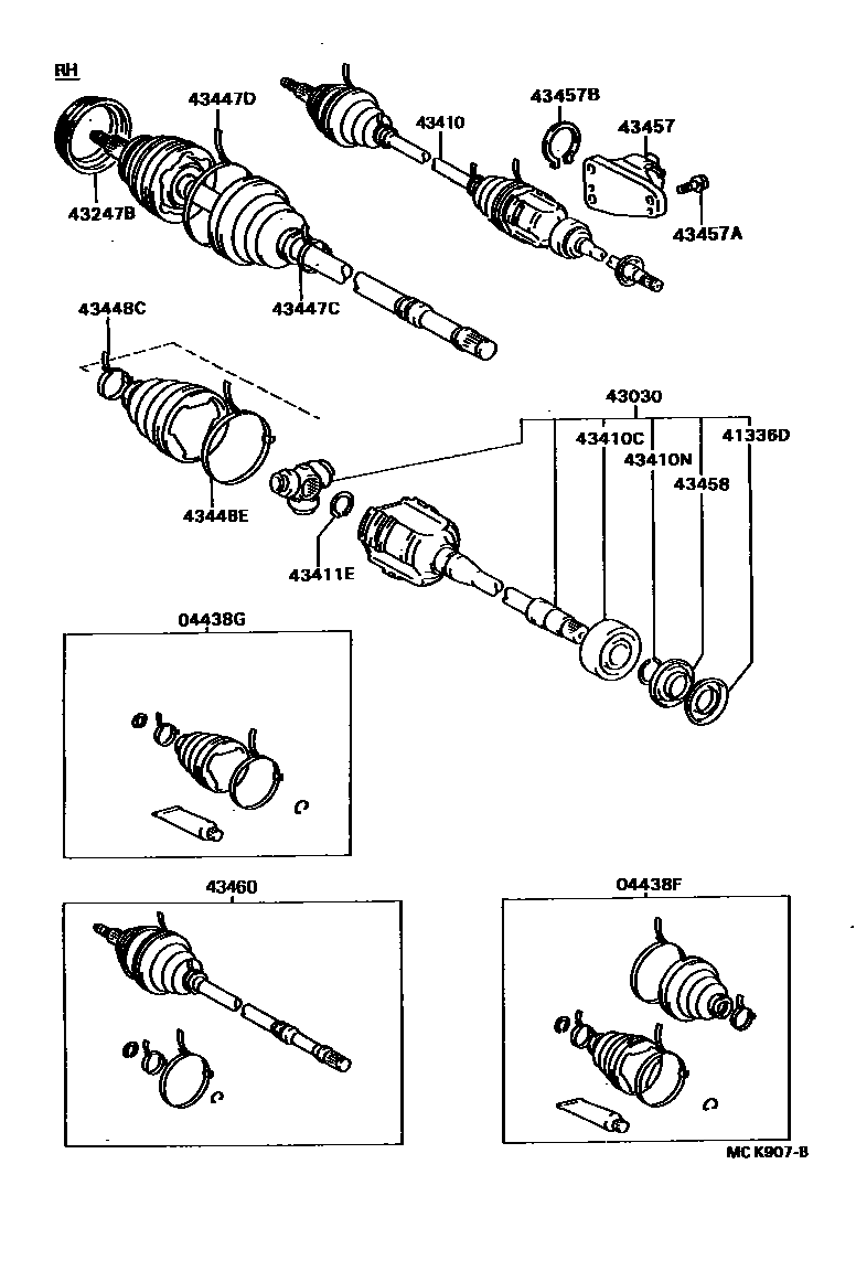 Toyota CAMRY Front Drive Shaft EPC diagram — MCK907B