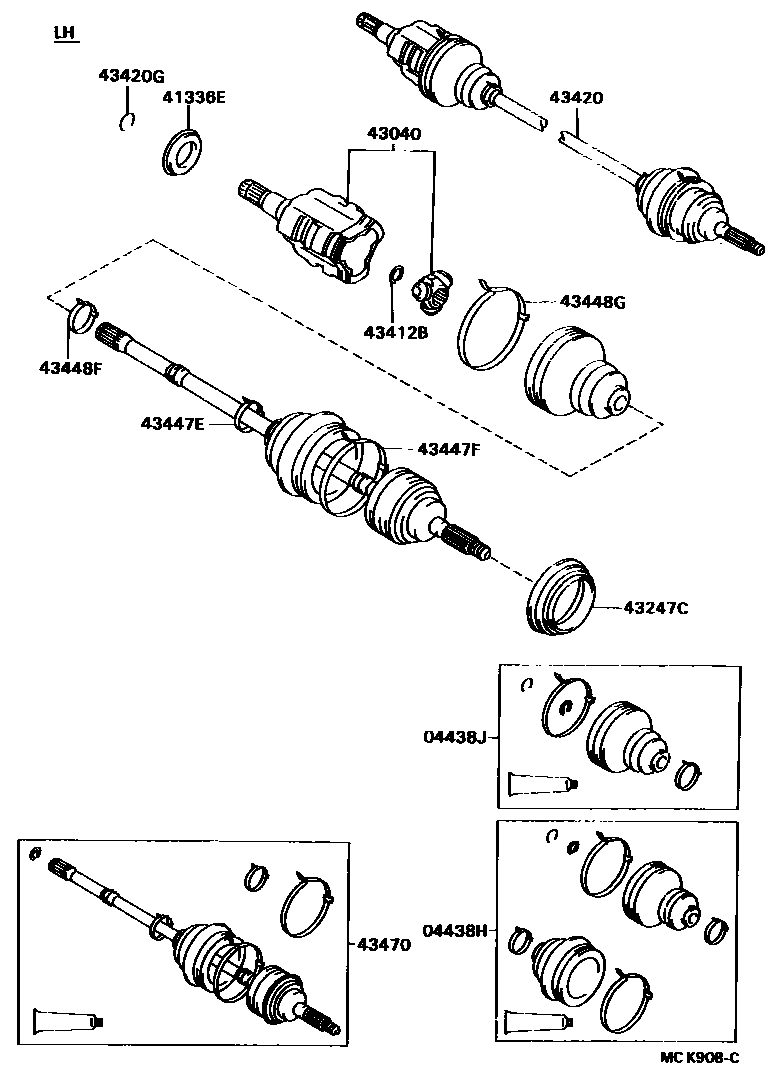 Toyota CAMRY Front Drive Shaft EPC diagram — MCK908C