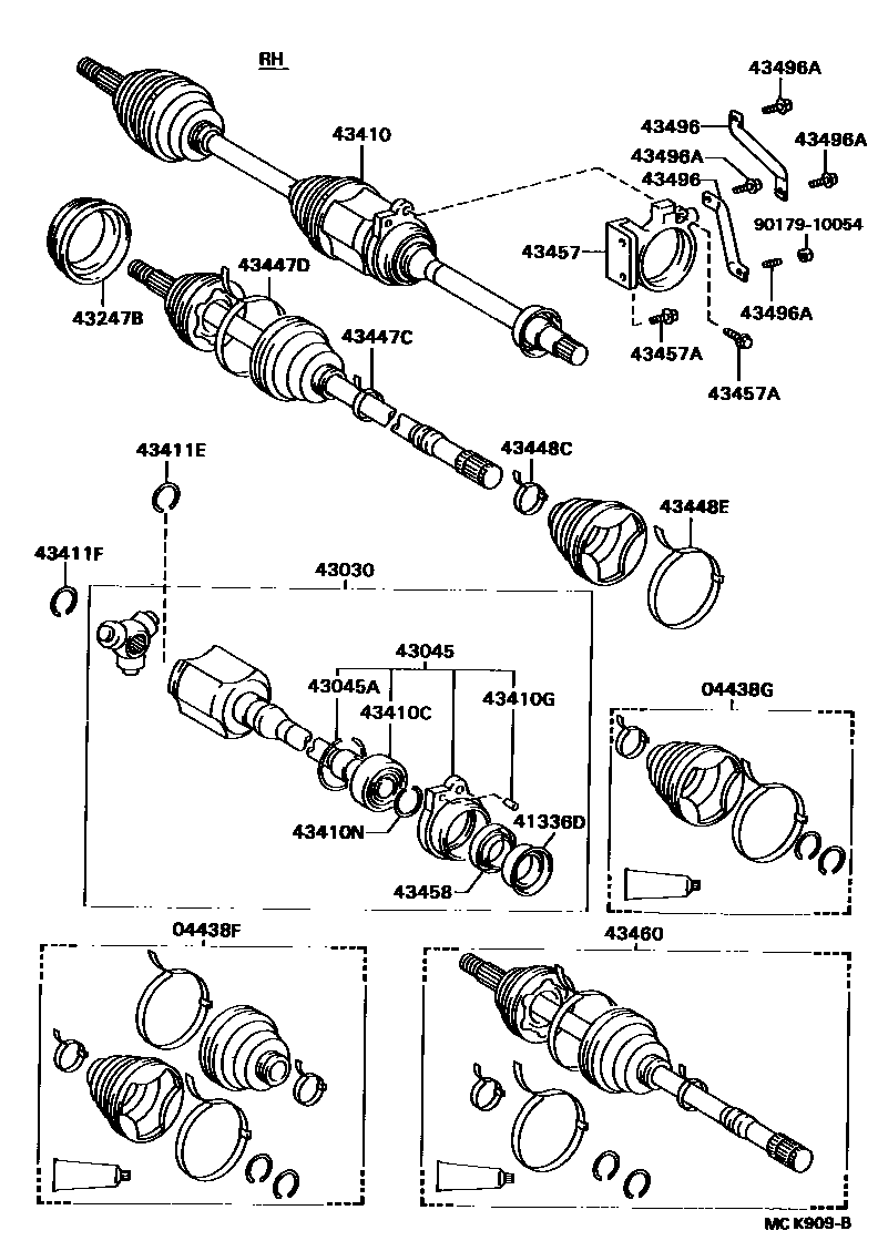 Toyota CAMRY Front Drive Shaft EPC diagram — MCK909B