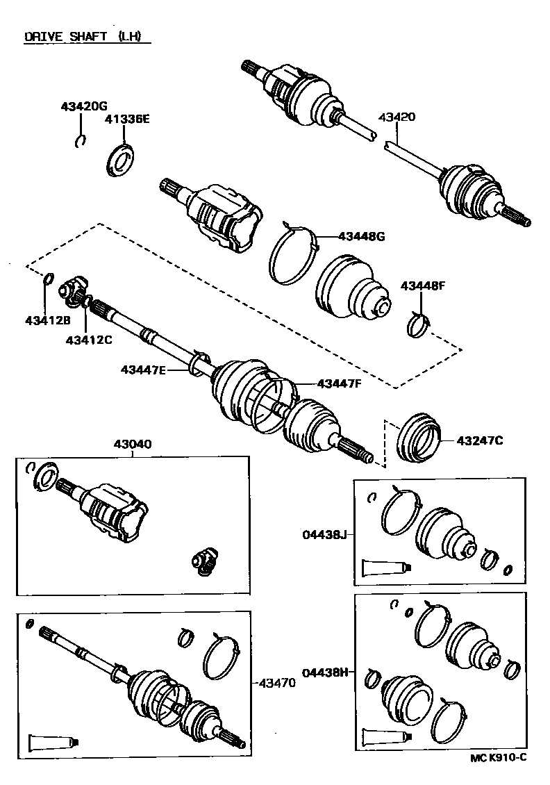 Toyota CAMRY Front Drive Shaft EPC diagram — MCK910C