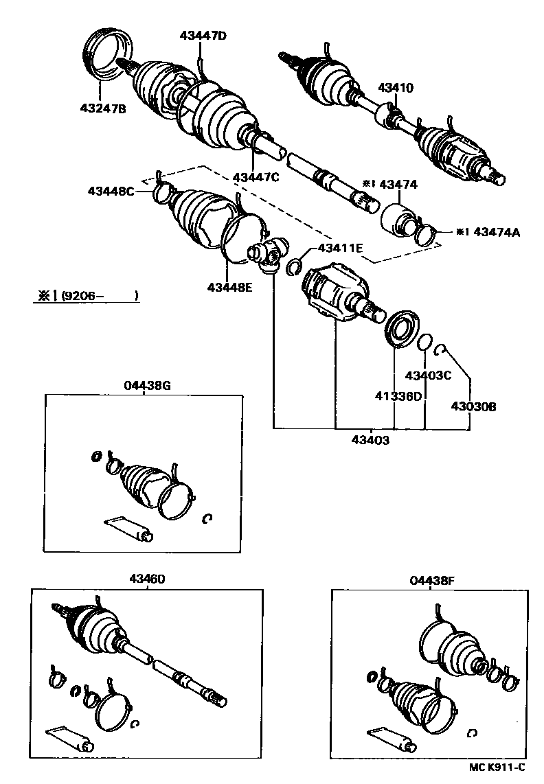 Toyota CAMRY Front Drive Shaft EPC diagram — MCK911C