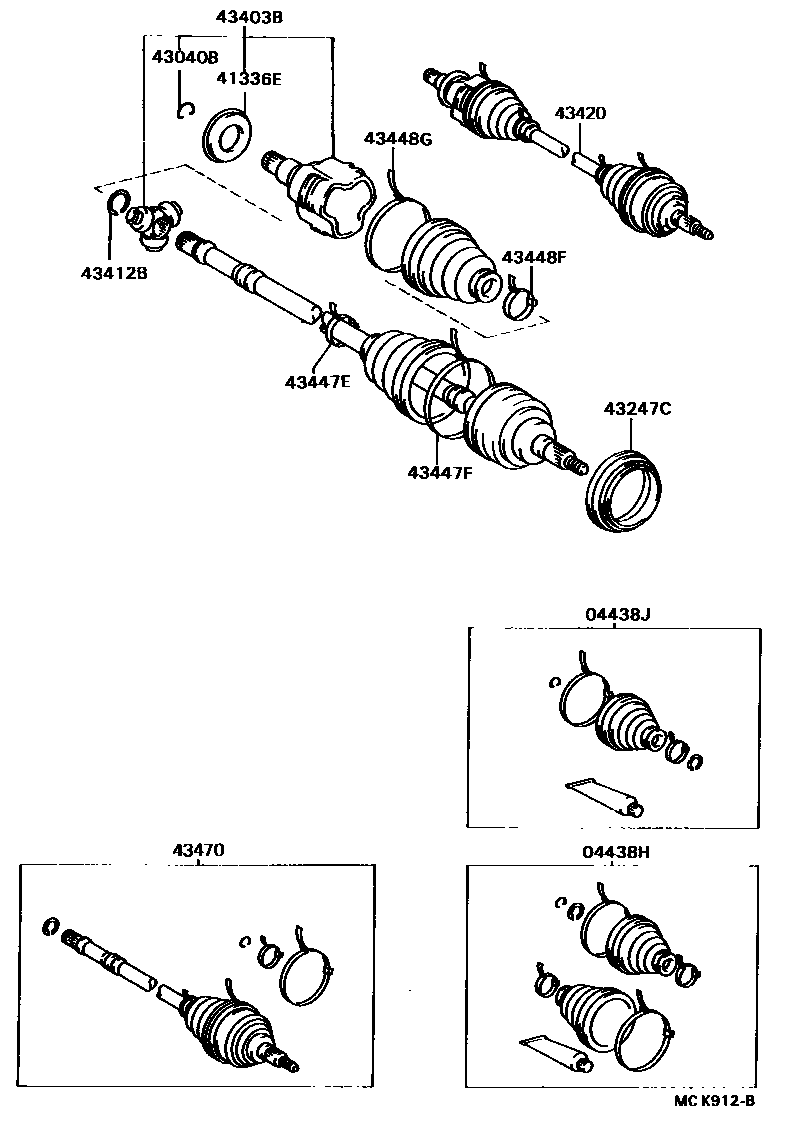 Toyota CAMRY Front Drive Shaft EPC diagram — MCK912B