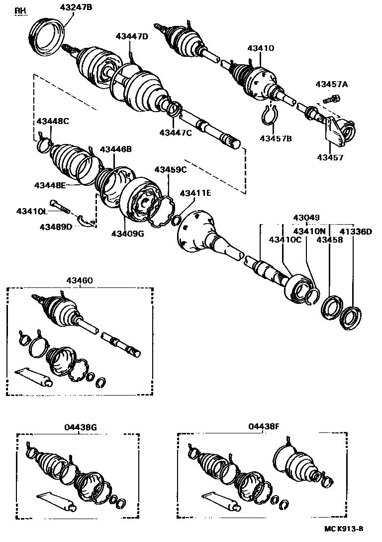 Toyota CAMRY Front Drive Shaft EPC diagram — MCK913B