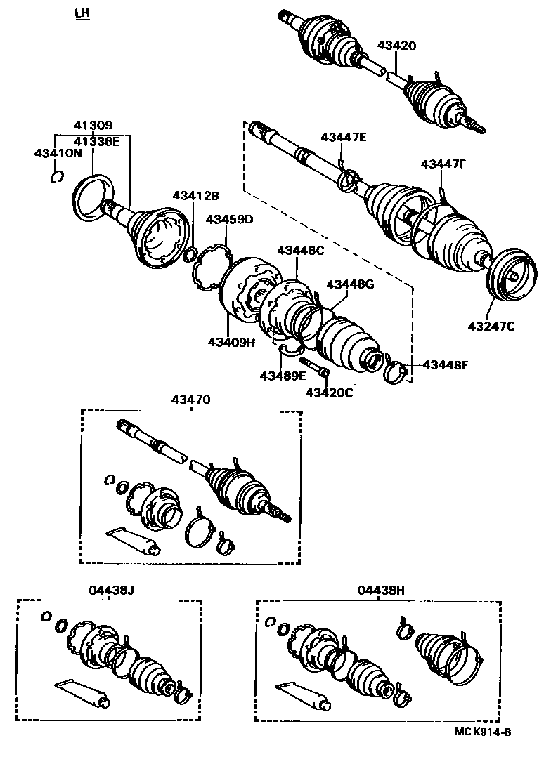 Toyota CAMRY Front Drive Shaft EPC diagram — MCK914B