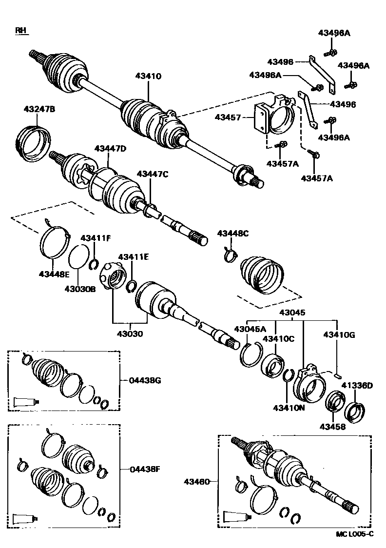 Toyota CAMRY Front Drive Shaft EPC diagram — MCL005C