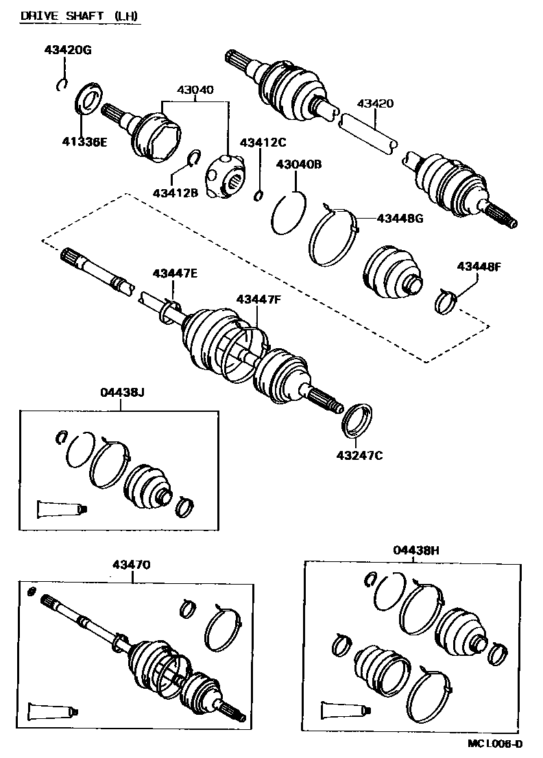 Toyota CAMRY Front Drive Shaft EPC diagram — MCL006D