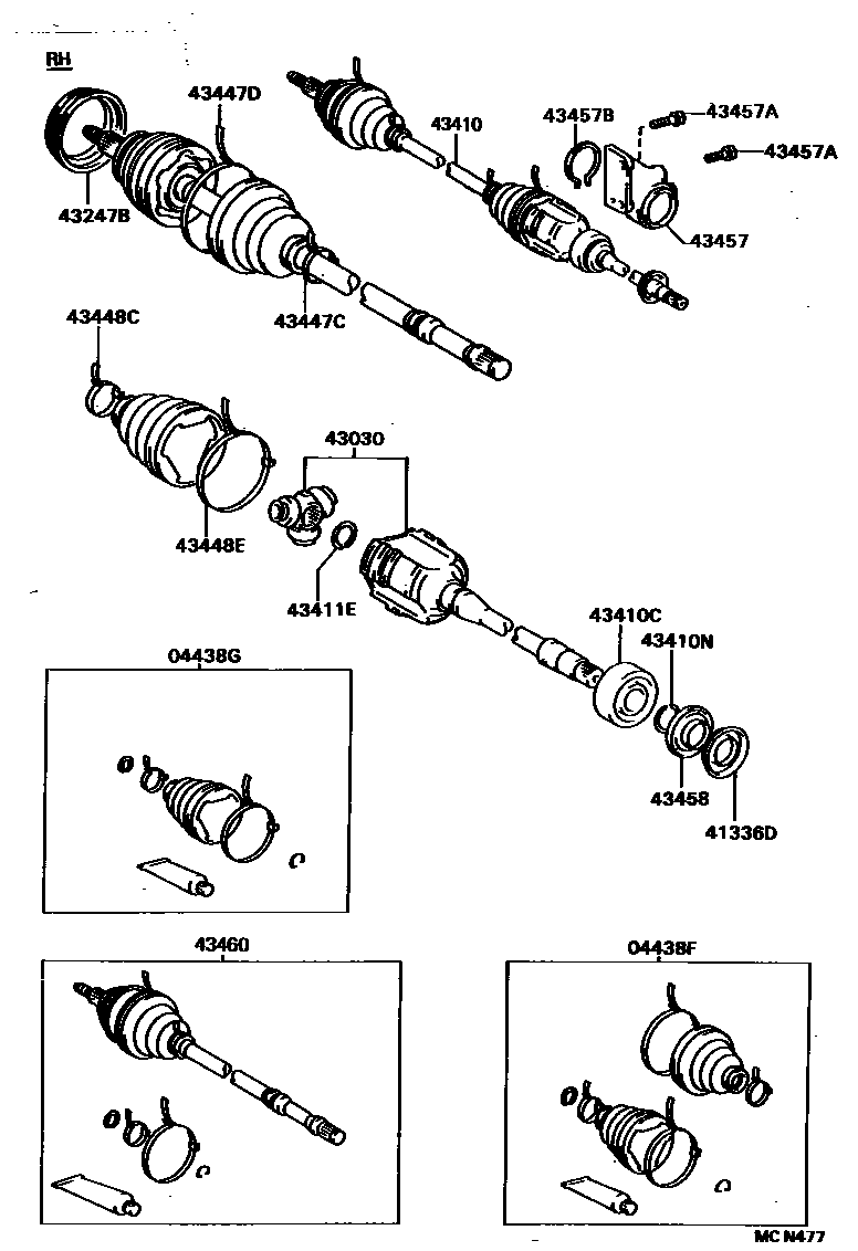 Toyota CAMRY Front Drive Shaft EPC diagram — MCN477