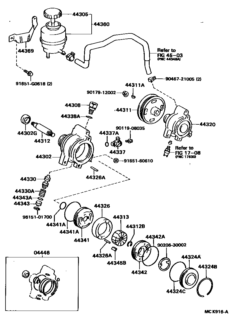 Toyota CAMRY 叶片泵和储油罐(动力转向) EPC diagram — MCK916A
