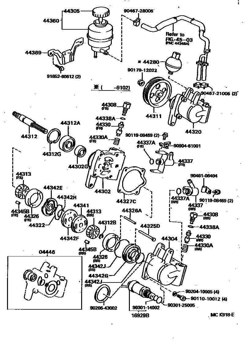 Toyota CAMRY 叶片泵和储油罐(动力转向) EPC diagram — MCK918E