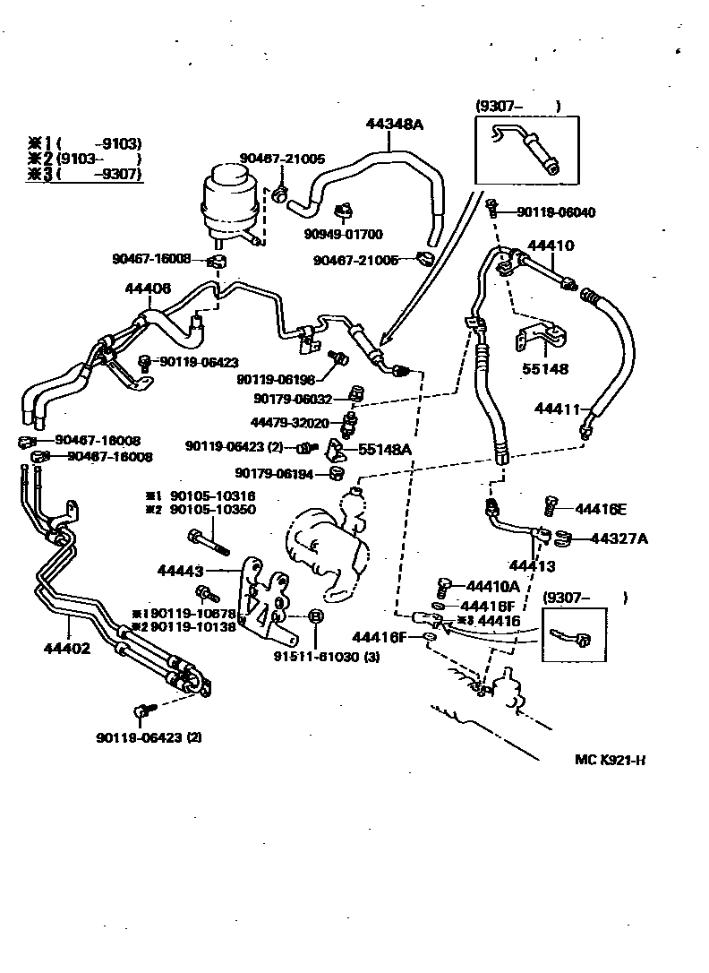 Toyota CAMRY 动力转向配管 EPC diagram — MCK921H