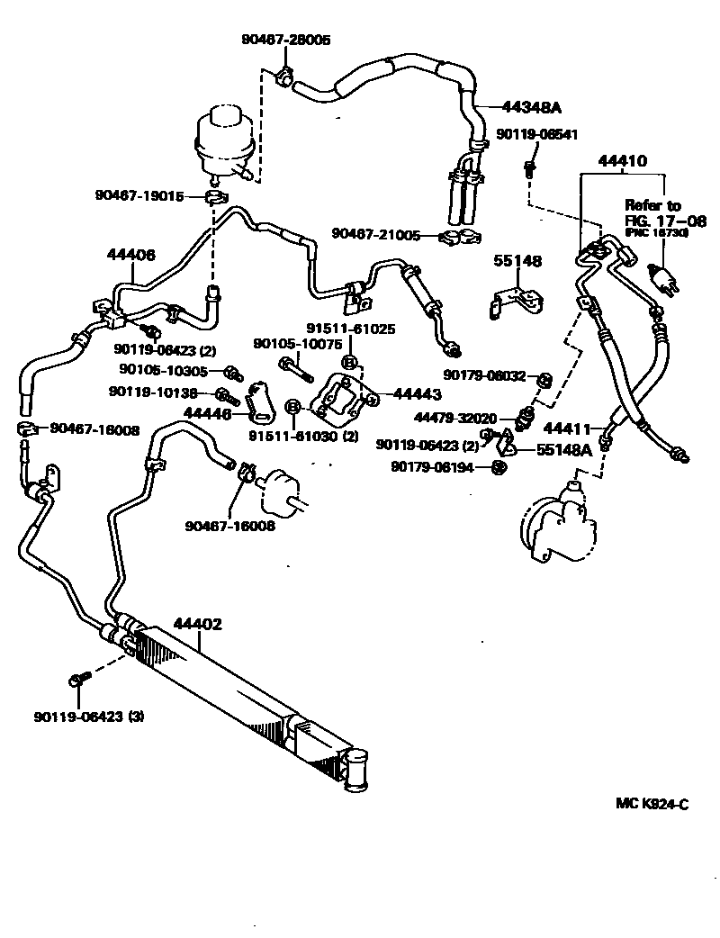 Toyota CAMRY 动力转向配管 EPC diagram — MCK924C
