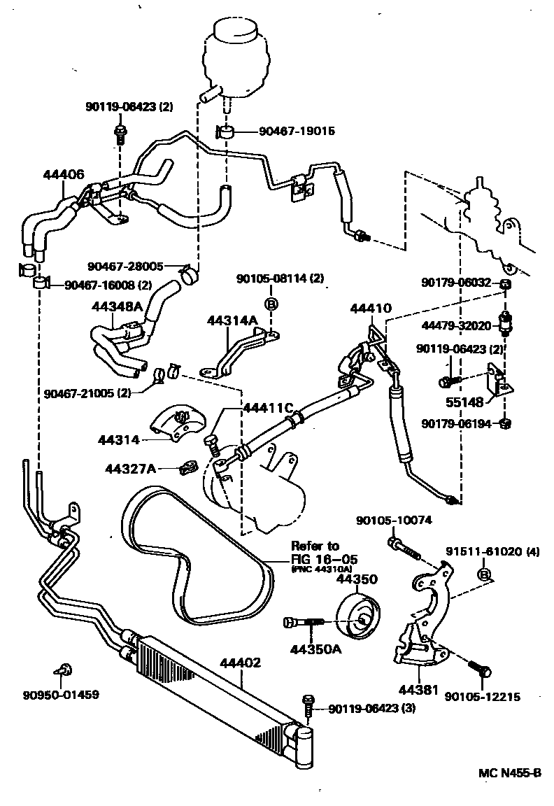 Toyota CAMRY 动力转向配管 EPC diagram — MCN455B