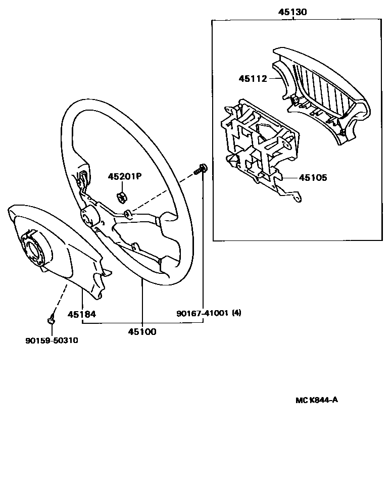 Toyota CAMRY Steering Wheel EPC diagram — MCK844A