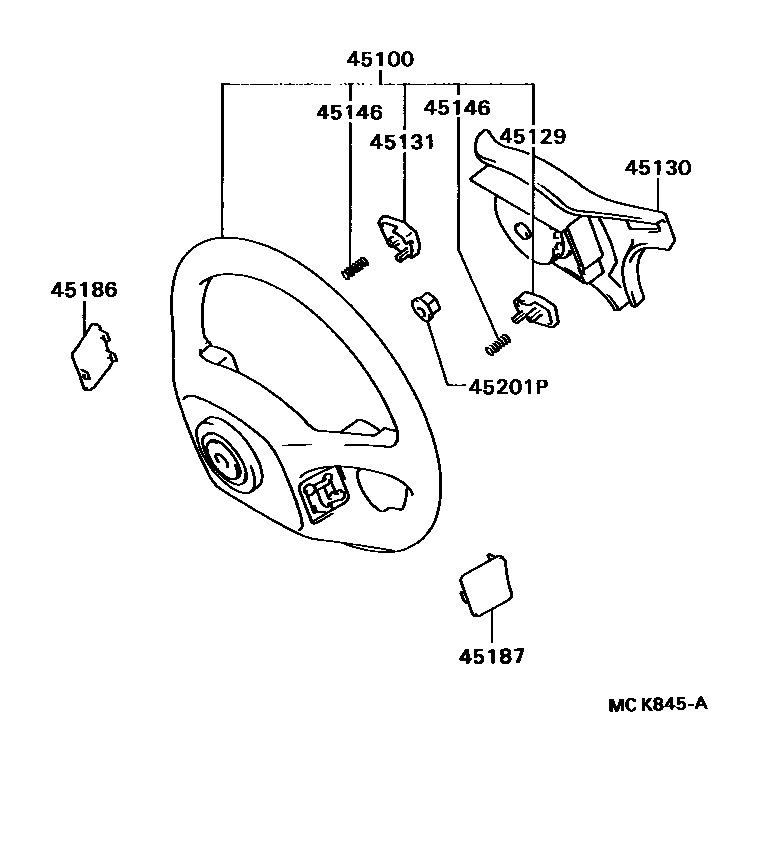 Toyota CAMRY Steering Wheel EPC diagram — MCK845A