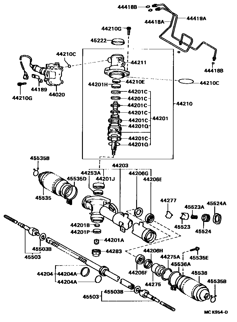Toyota CAMRY 前转向齿轮和连杆 EPC diagram — MCK954D