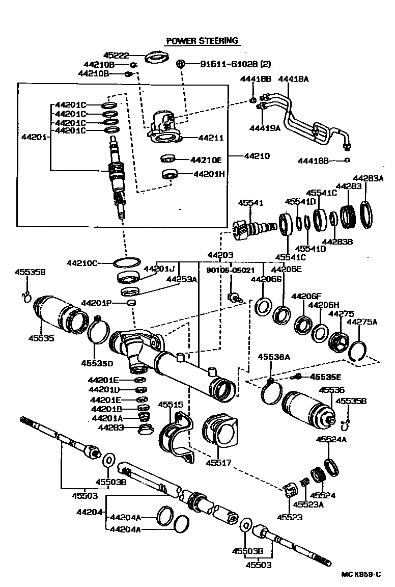 Toyota CAMRY 前转向齿轮和连杆 EPC diagram — MCK959C