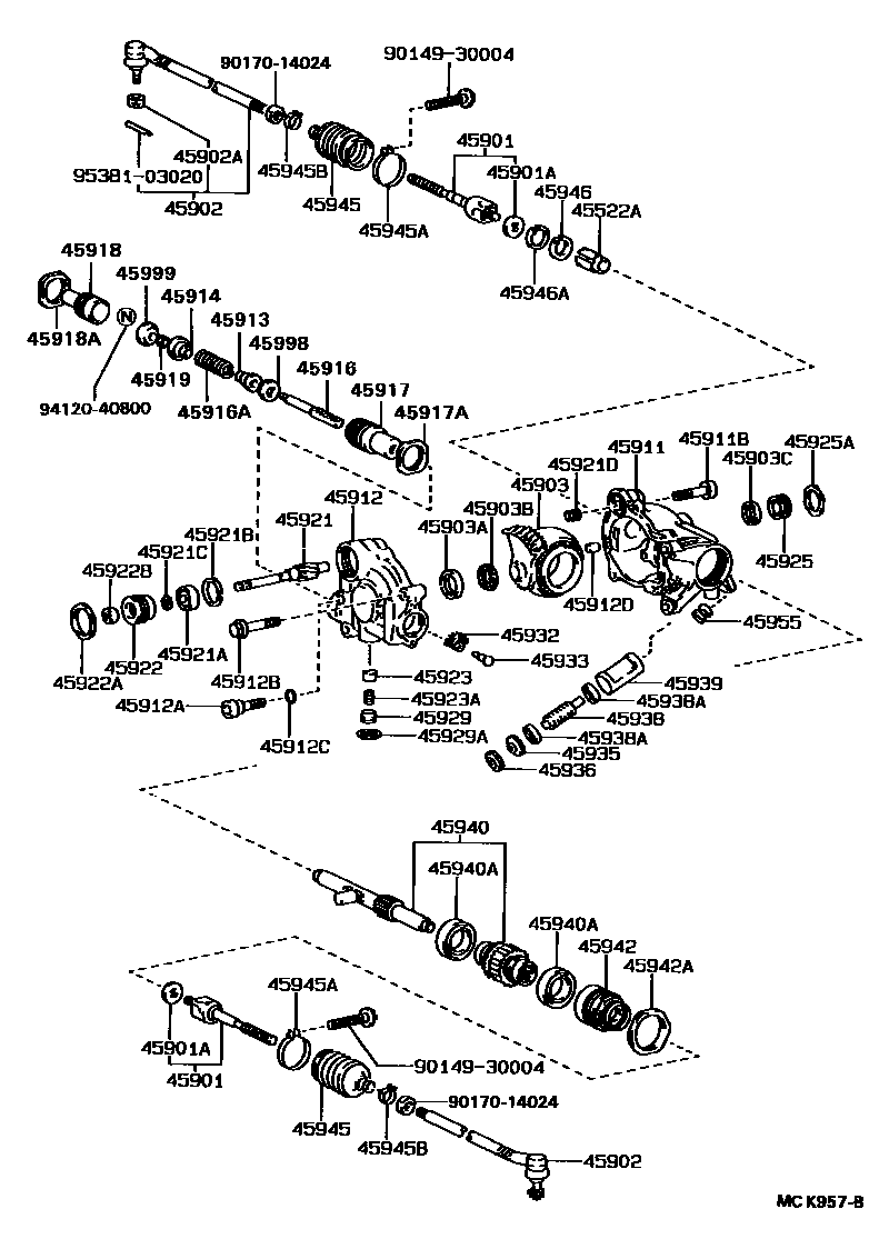 Toyota CAMRY 后转向齿轮(4WS) EPC diagram — MCK957B