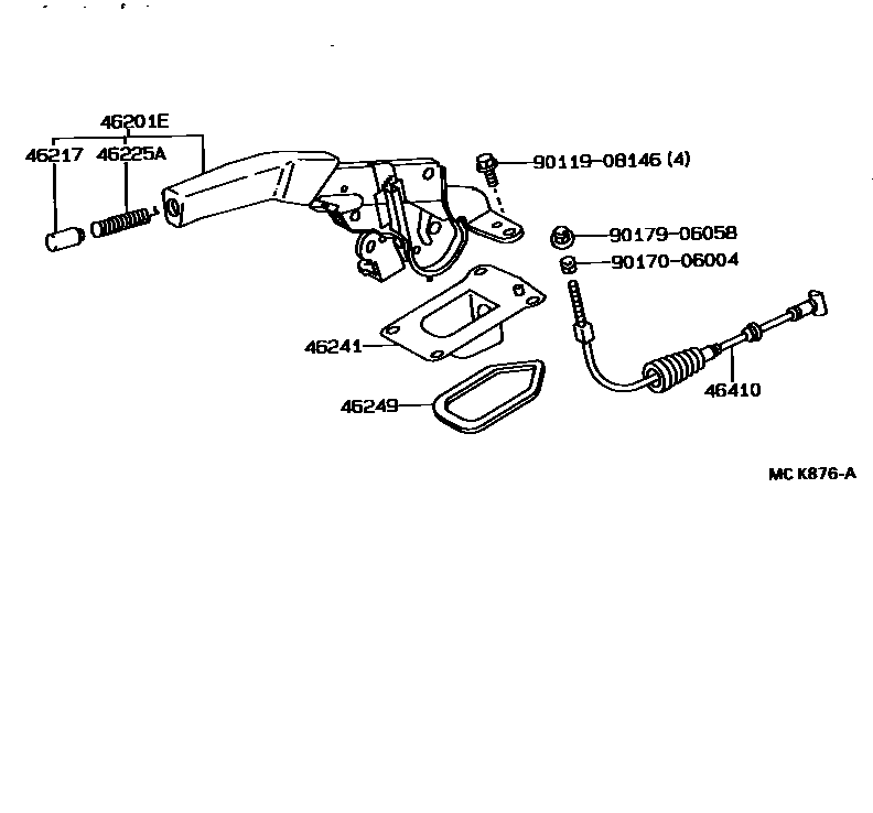 Toyota CAMRY Parking Brake & Cable EPC diagram — MCK876A