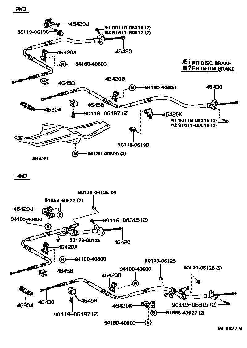 Toyota CAMRY Parking Brake & Cable EPC diagram — MCK877B