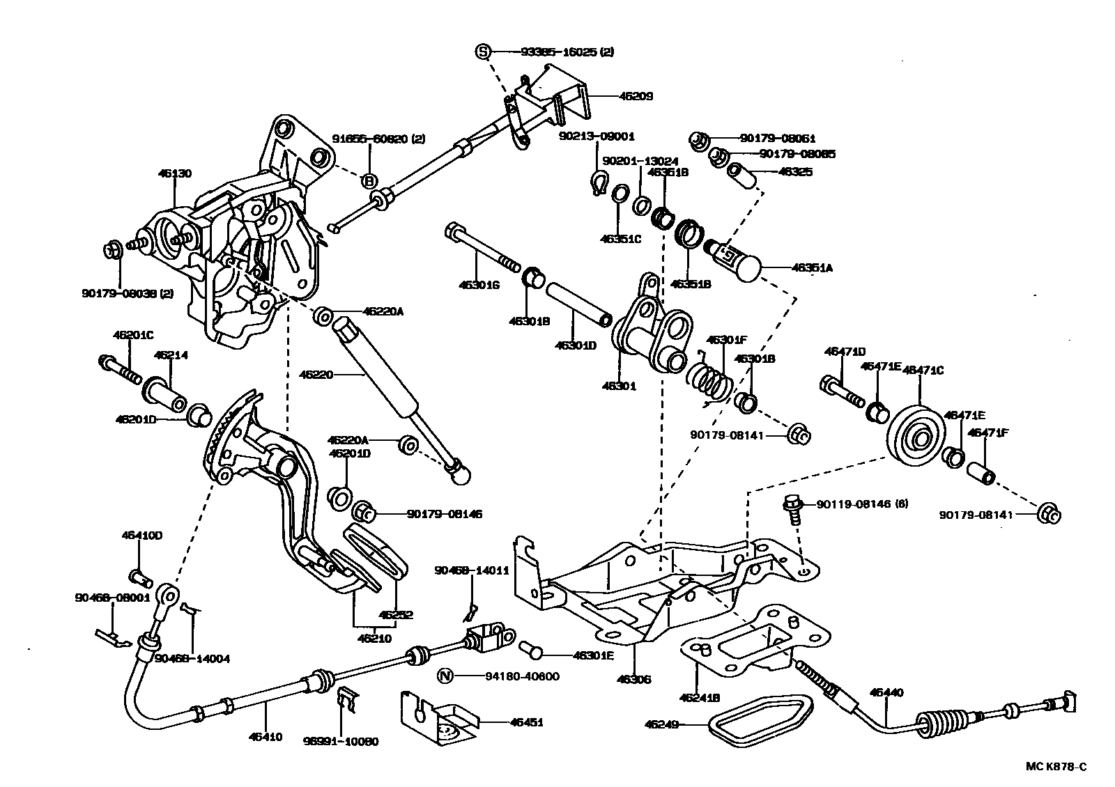 Toyota CAMRY Parking Brake & Cable EPC diagram — MCK878C
