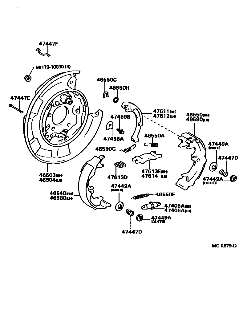 Toyota CAMRY Parking Brake & Cable EPC diagram — MCK879D