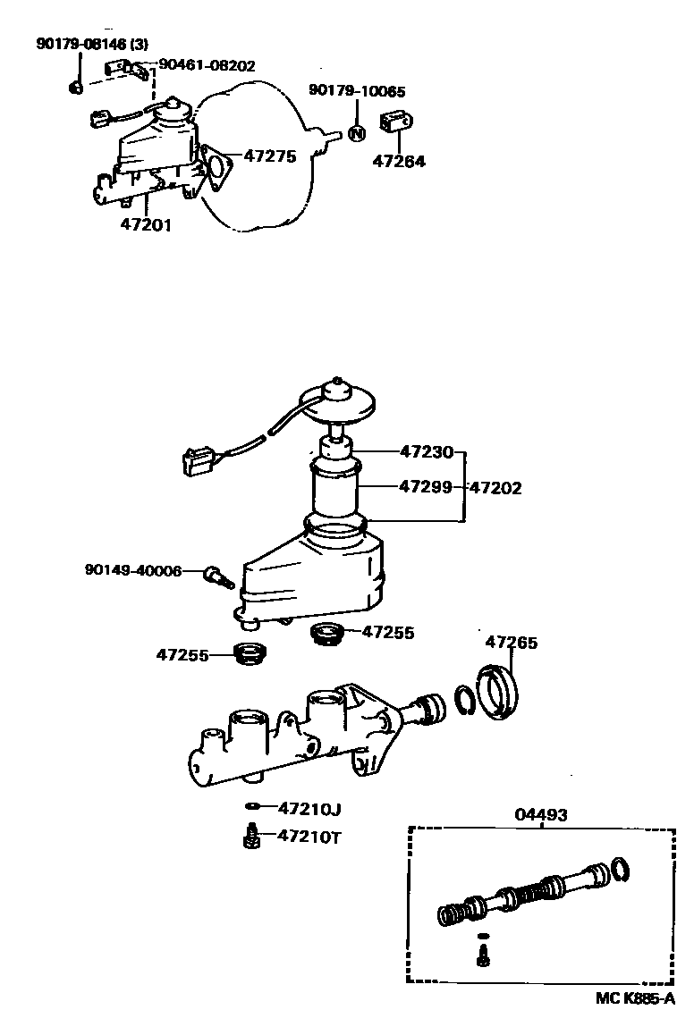 Toyota CAMRY 制动总泵 EPC diagram — MCK885A