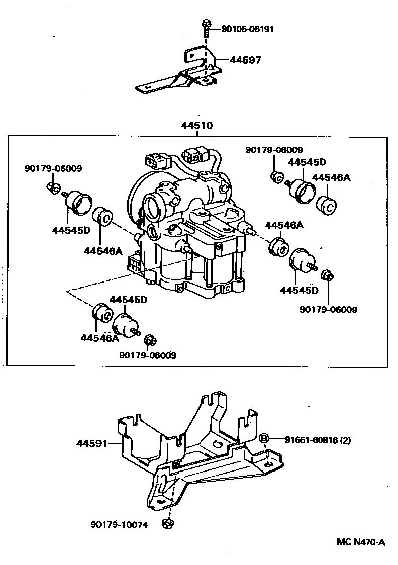 Toyota CAMRY 制动配管和卡箍 EPC diagram — MCN470A