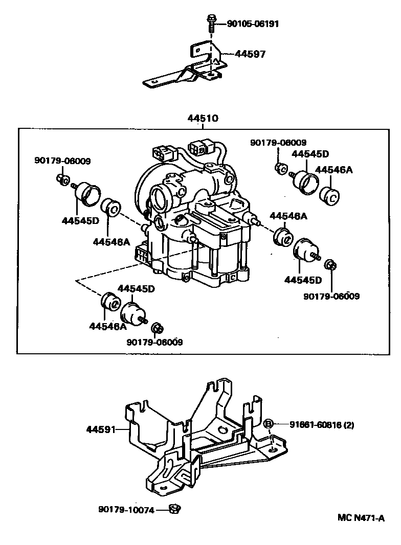 Toyota CAMRY 制动配管和卡箍 EPC diagram — MCN471A
