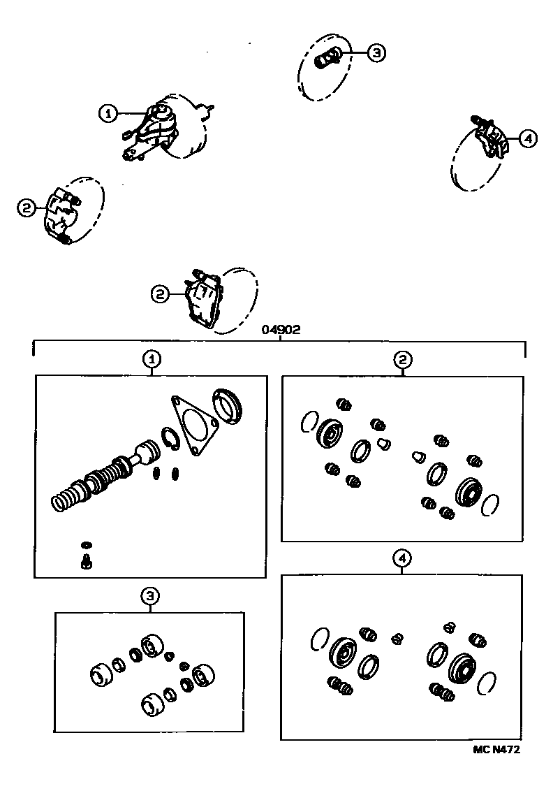 Toyota CAMRY 制动器保养组件 EPC diagram — MCN472