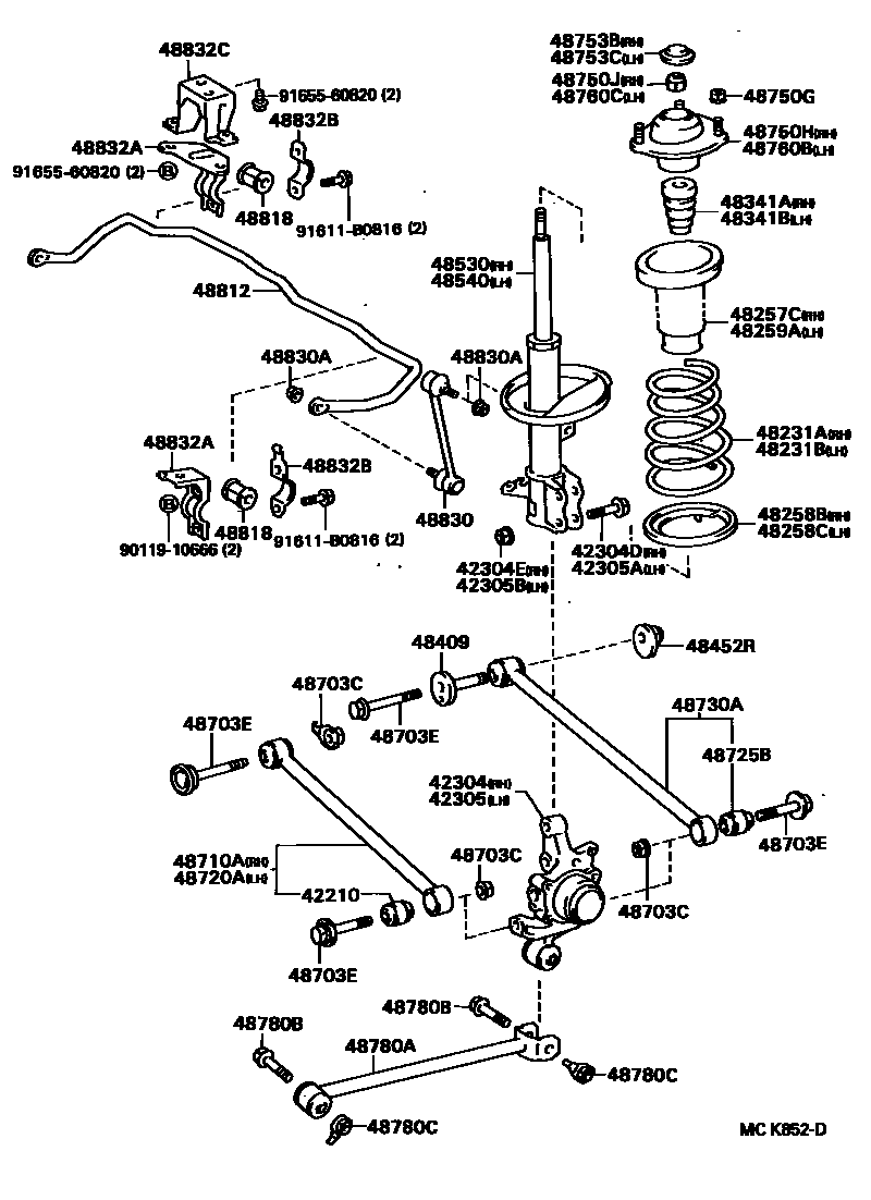 Toyota CAMRY Rear Spring & Shock Absorber EPC diagram — MCK852D