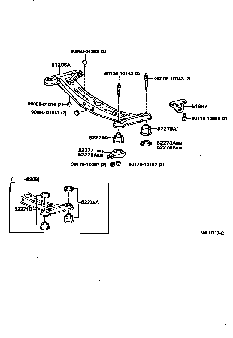 Toyota CAMRY 悬架横梁和发动机底罩 EPC diagram — MBU717C