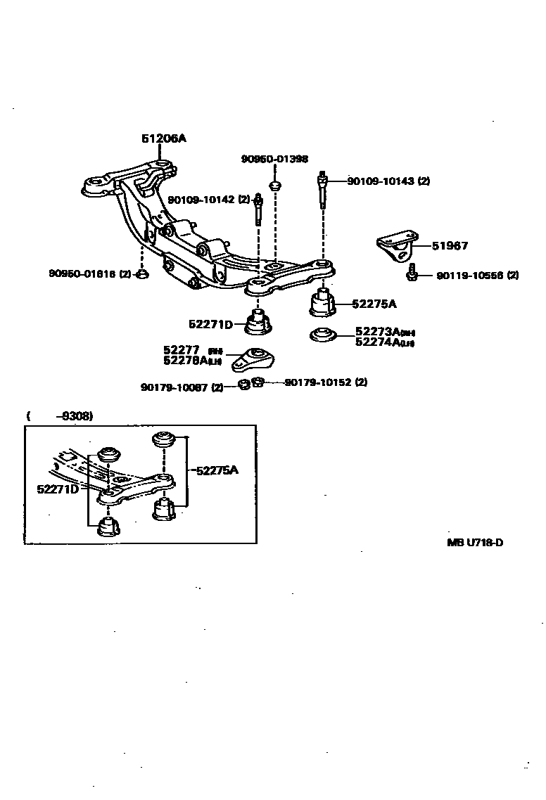 Toyota CAMRY 悬架横梁和发动机底罩 EPC diagram — MBU718D