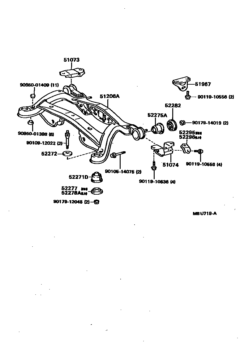 Toyota CAMRY 悬架横梁和发动机底罩 EPC diagram — MBU719A