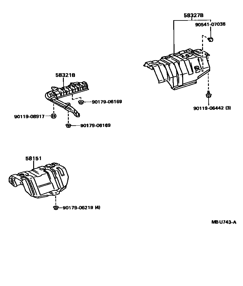 Toyota CAMRY 地板隔热垫 EPC diagram — MBU743A