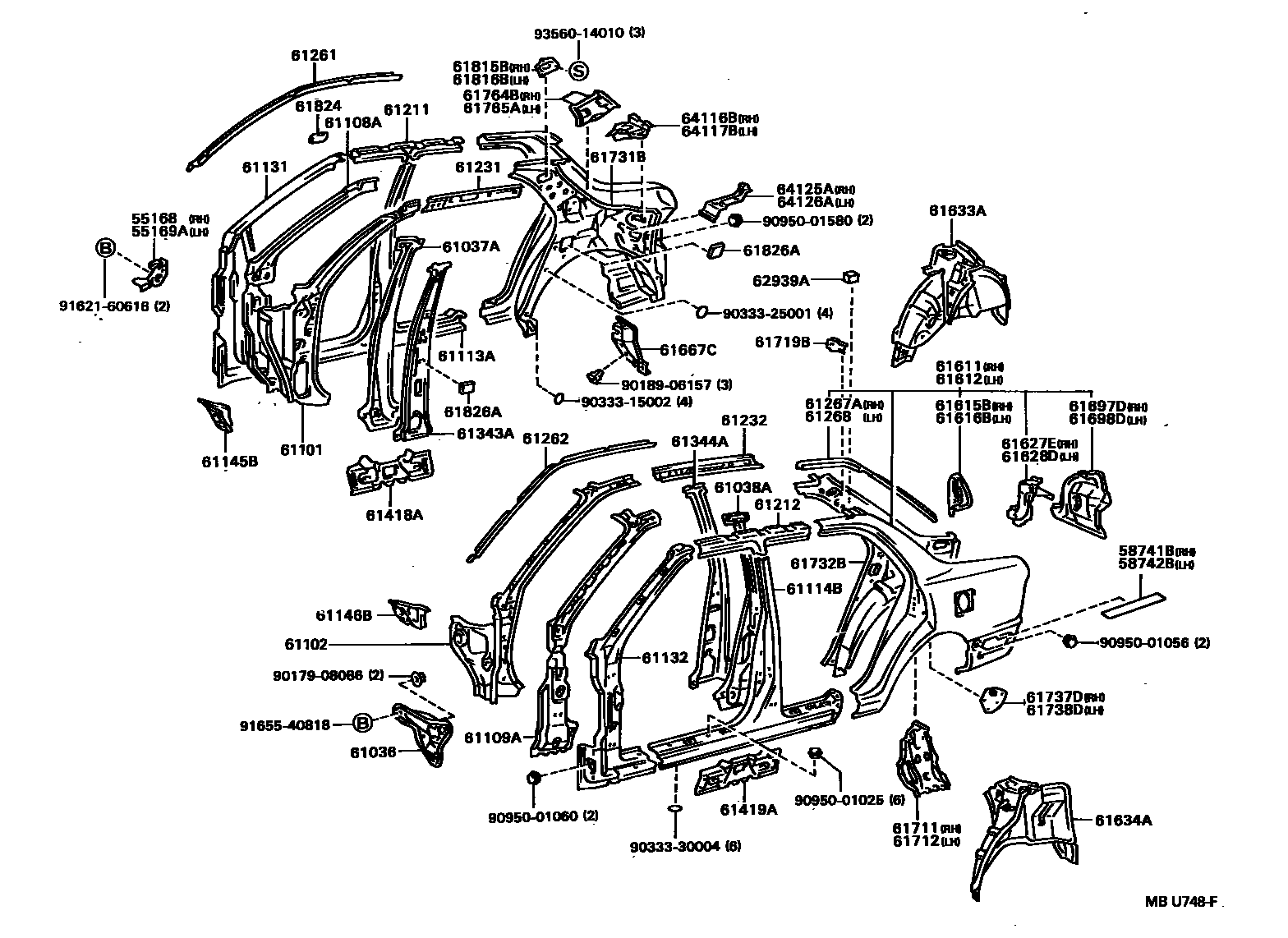 Toyota CAMRY 侧梁 EPC diagram — MBU748F