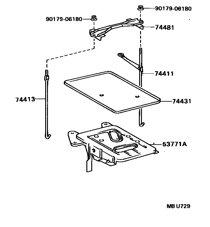 Toyota CAMRY battery holder EPC diagram — MBU729