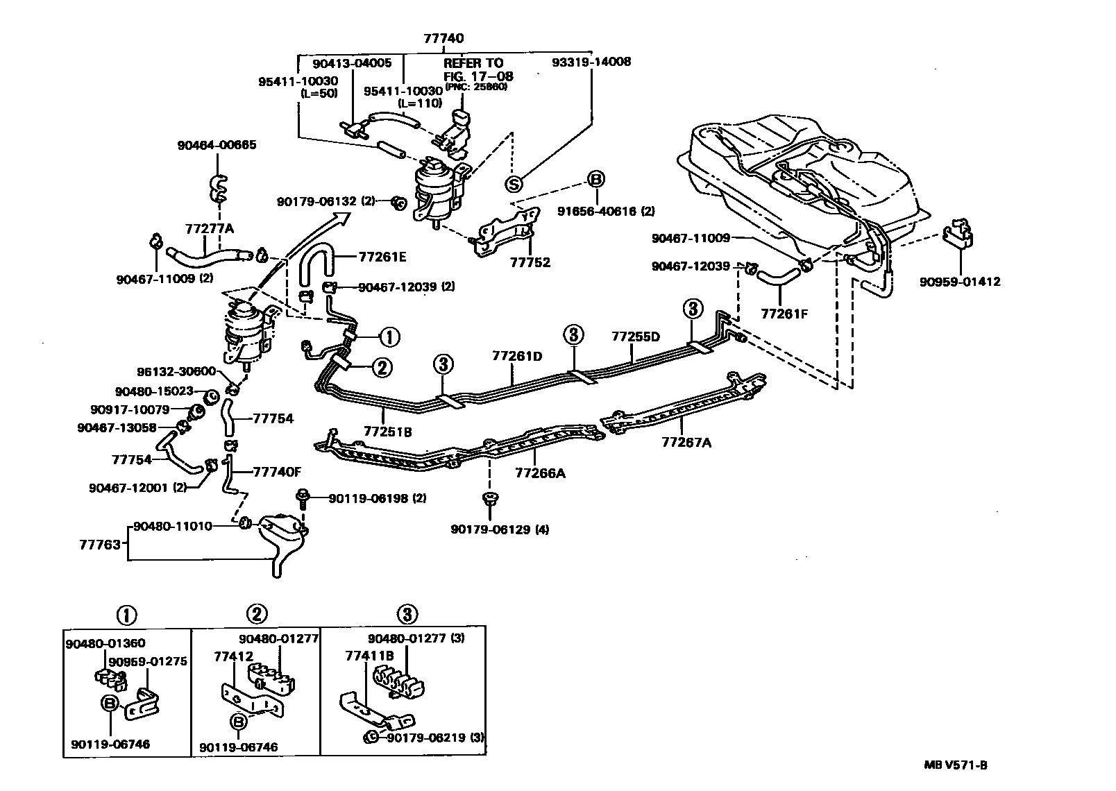 Toyota CAMRY 燃油箱和燃油管 EPC diagram — MBV571B