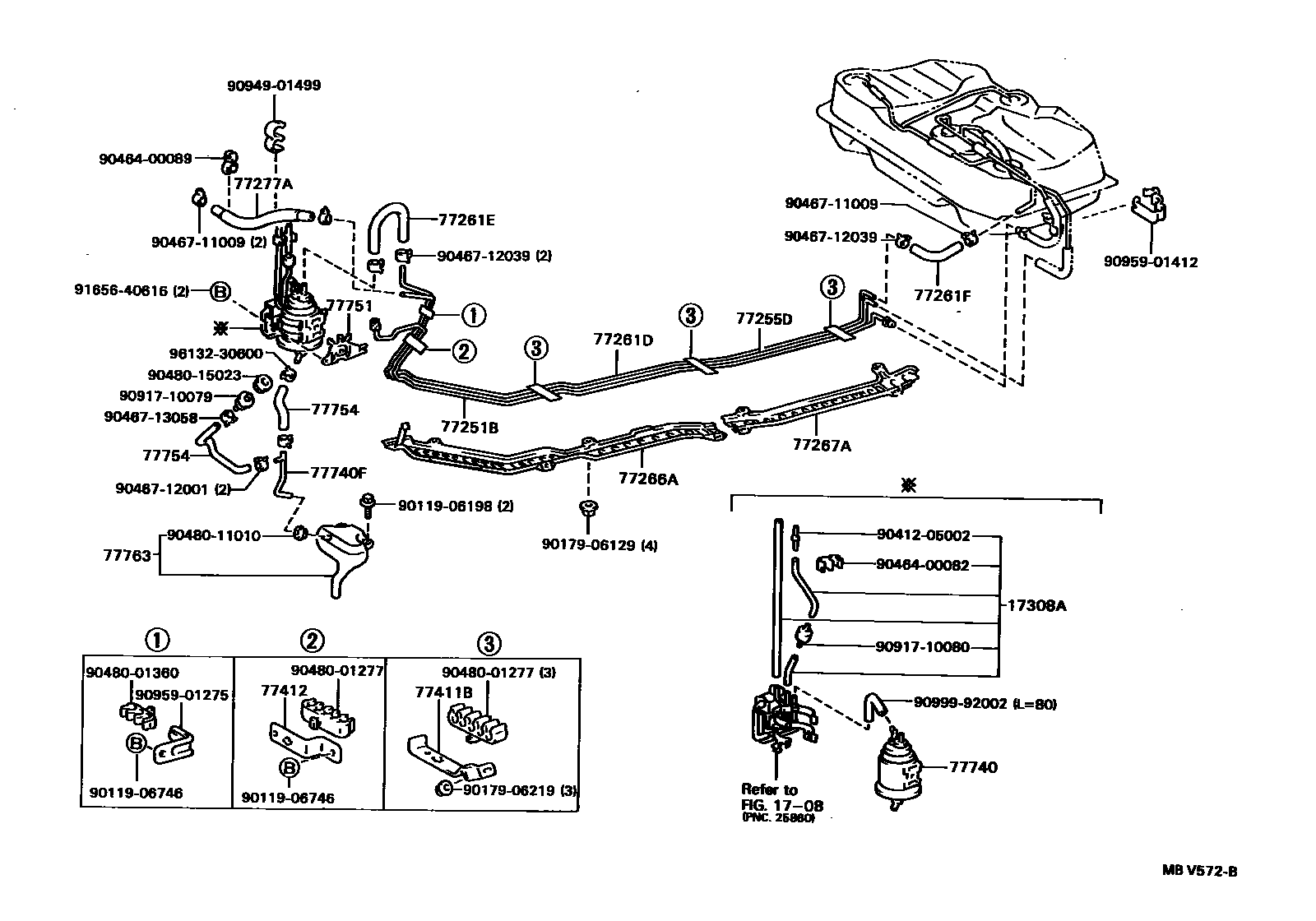 Toyota CAMRY 燃油箱和燃油管 EPC diagram — MBV572B