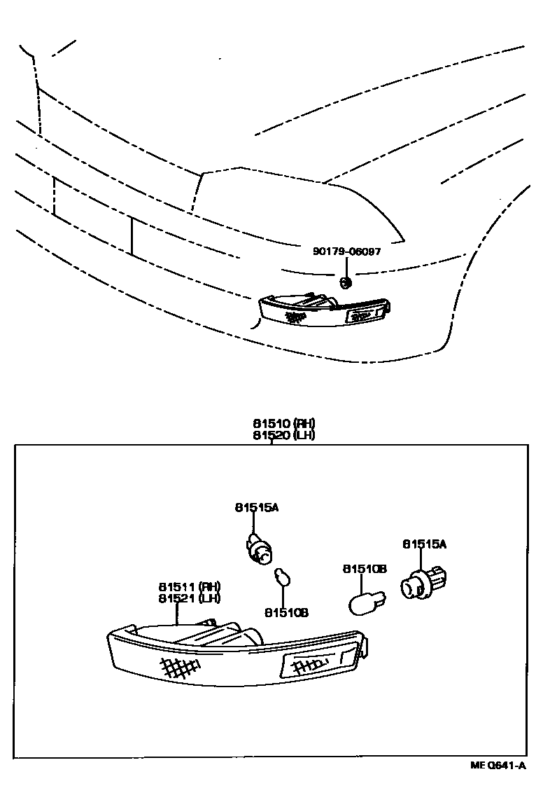 Toyota CAMRY 前转向灯 EPC diagram — MEQ641A